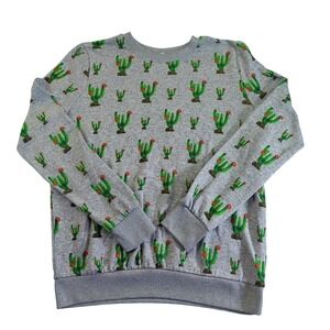Mighty‎ Fine Cactus Print Crew Neck Pullover Sweatshirt - Women's Medium